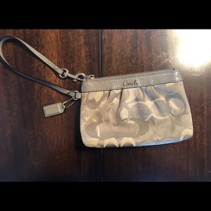 Coach silver monogram wristlet
